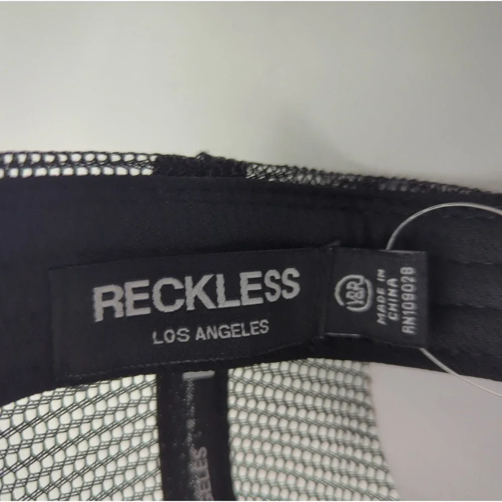 Young & Reckless Trucker Hat Black White Blue Winged Logo Snapback Mesh Cap